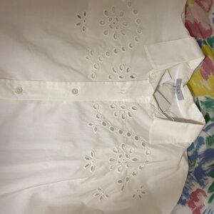 Rails Cream Button Down Shirt with Embroidered Details